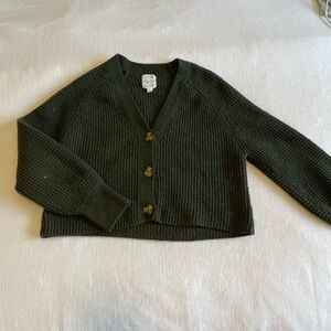 Hippie Rose Cropped Button-Front Cardigan - Olive